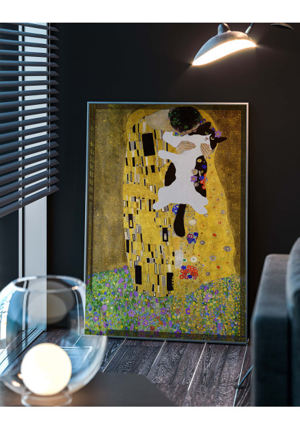 Plakat - Nowa wersja Pocałunku Klimta – Z kotem III