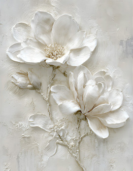 Plakat – Białe Kwiaty w Abstrakcyjnej Fakturze III